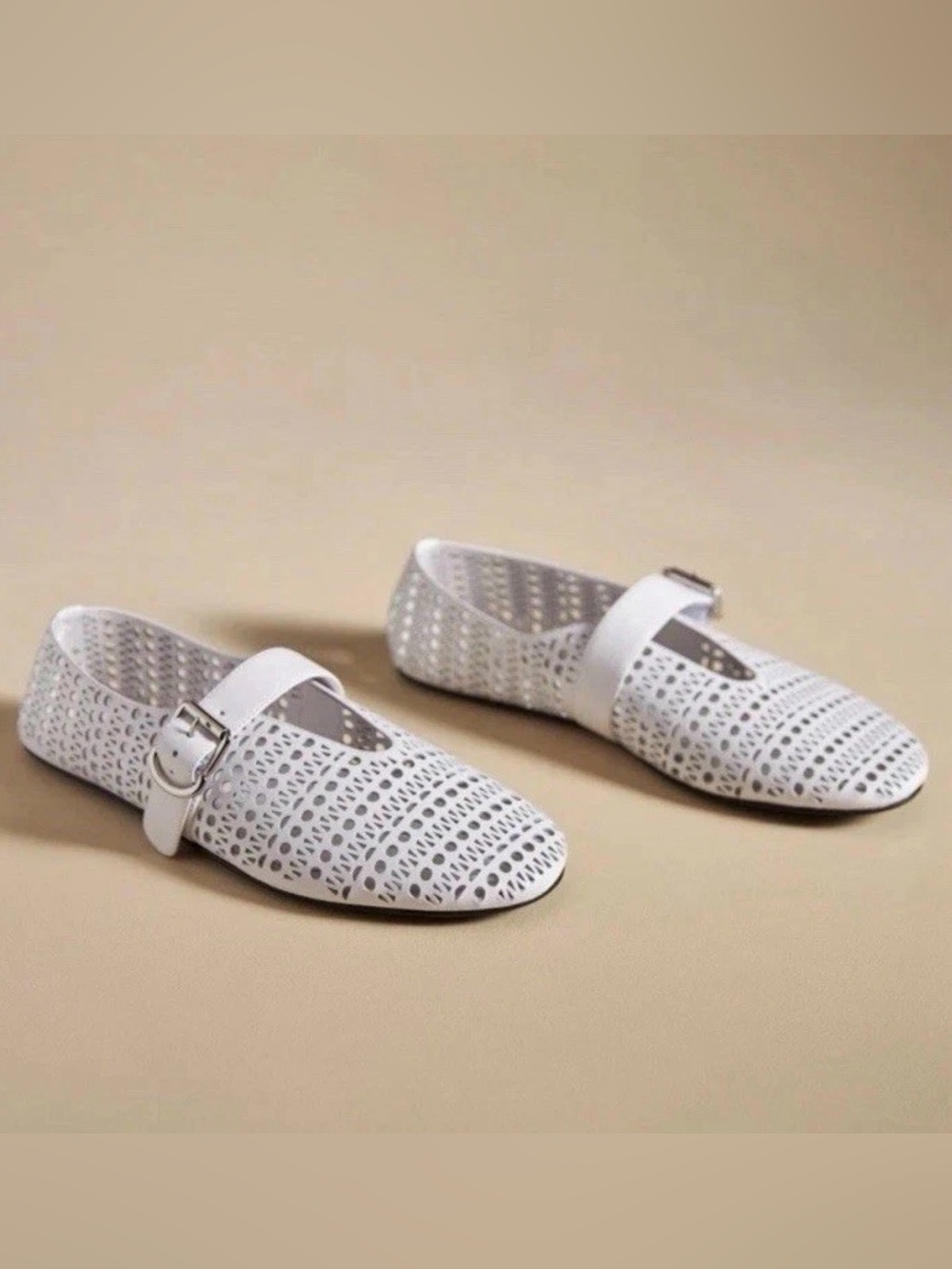 Jeffrey Campbell White Perforated Mary Jane Flats